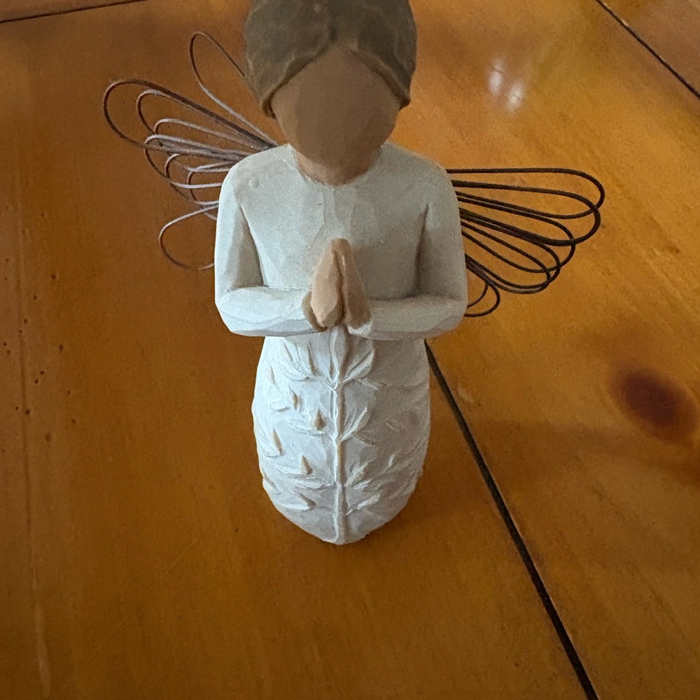 Serenity Angel Sculpture - White and Brown. Willow Tree